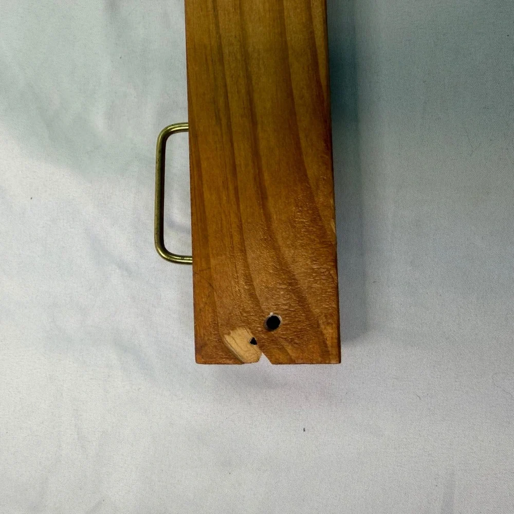 Vintage Wooden Wall Mount Tie Rack Brass Tone 24 Hook Closet Organizer Brown
